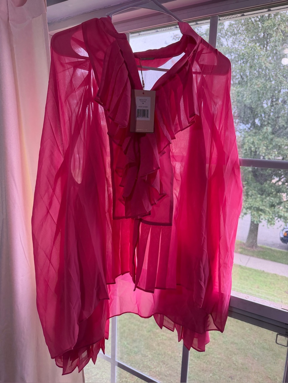 Alexis Sheer Ruffle Robe - Hot Pink